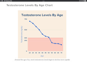 Chart showing testosterone decline with age. Testosterone is important in the treatment of Osteoarthritis Pain.
non surgical treatment of osteoarthritis related pain in the elderly